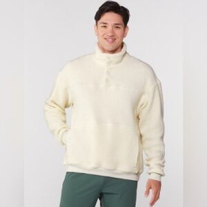 Outdoor Voices MegaFleece Snap Up Wool Blend Sherpa Cream Size Small Oversized